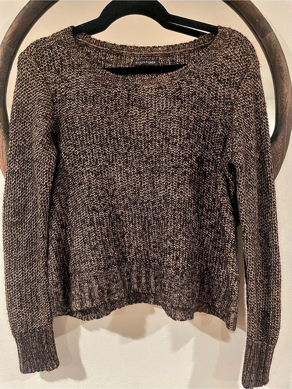 Eileen Fisher Brown & Gold Mohair Blend Sweater Size Medium